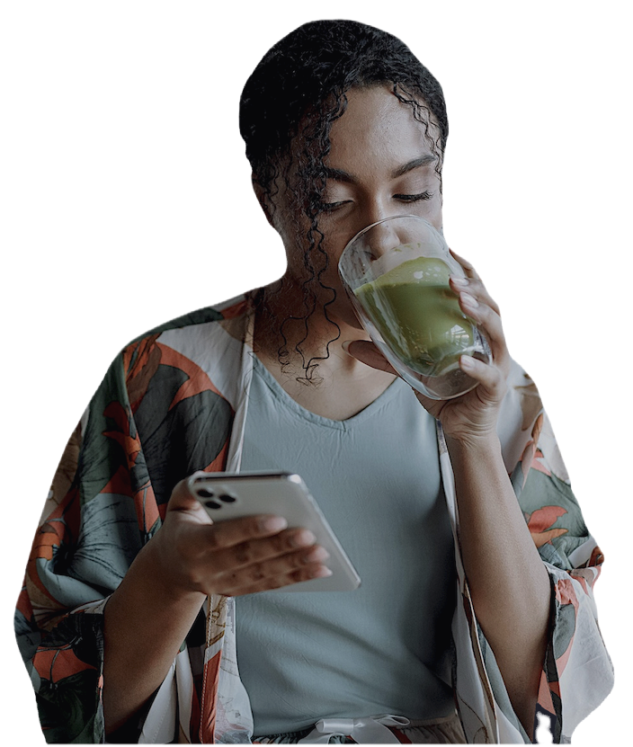 Girl drinking matcha