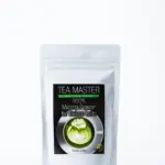 Silver Tea Master pouch labeled 100% Matcha Powder for Deluxe Latte