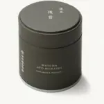Dark cylindrical Nakamura Tokichi Ato Mukashi matcha can with a fitted lid