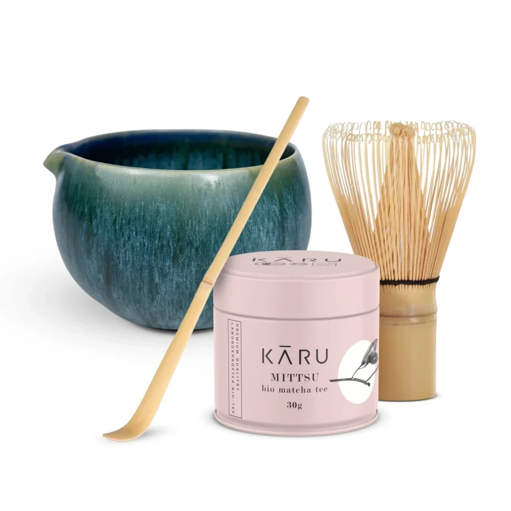 Matcha Karu — Bio Matcha Set Mittsu | Byōdō-in (türkisblau)