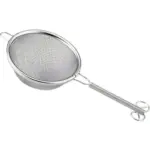 Round fine-mesh matcha hand sifter with a long wire handle
