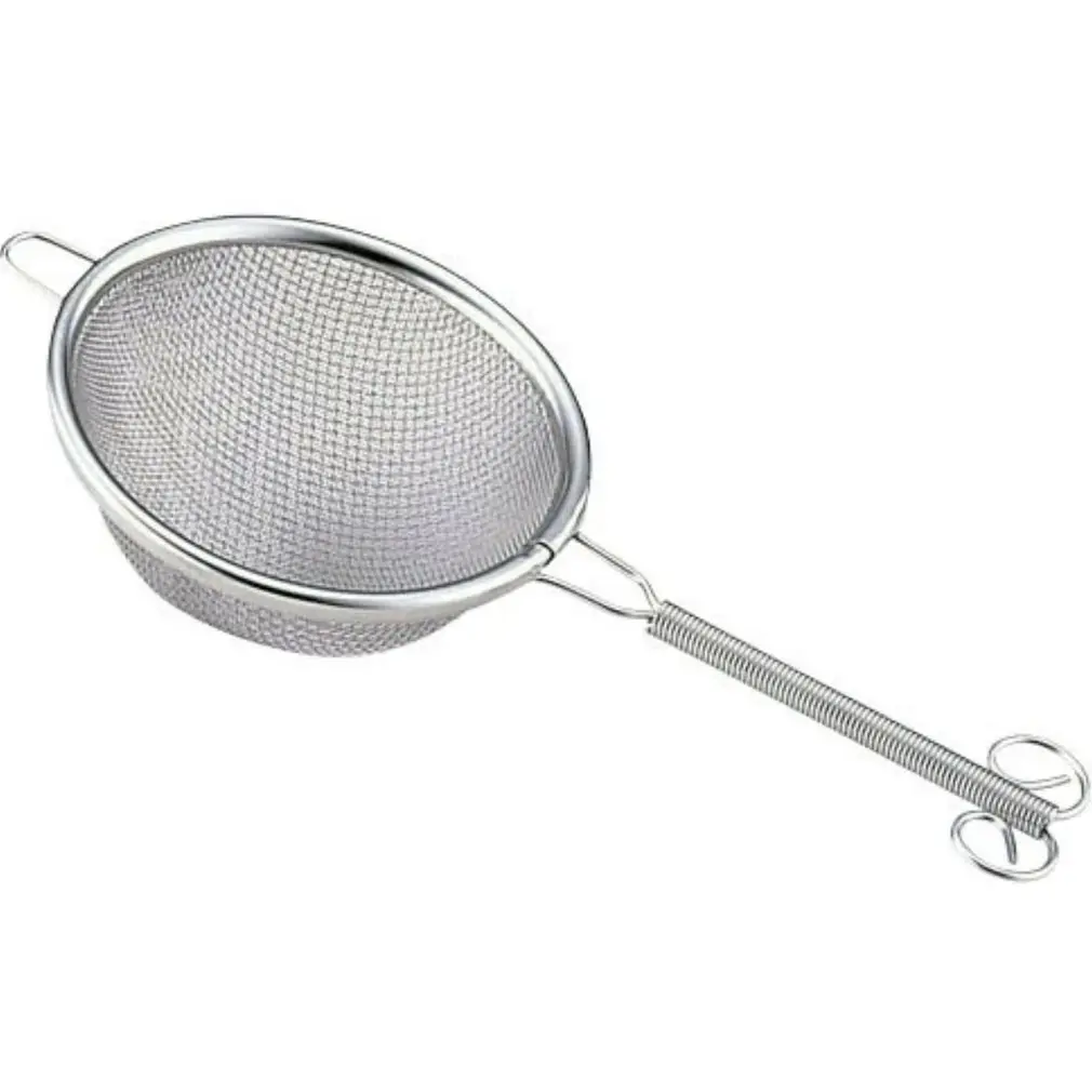 Round fine-mesh matcha hand sifter with a long wire handle