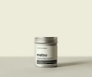 Silver Matchæologist Matsu Ceremonial Matcha tin on a pale background