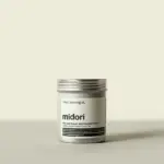 Silver Matchaeologist Midori culinary matcha tin with a white label and screw-top lid