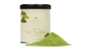 Harney & Sons Jobetsugi matcha tin and matcha powder fully visible