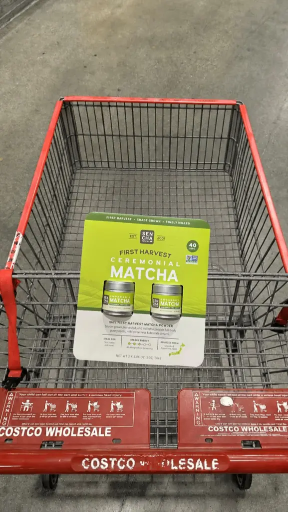 Sencha Naturals ceremonial matcha two-tin package in a red shopping cart