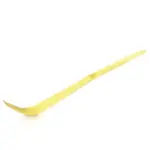 Pale bamboo chashaku with a curved scoop on a white background